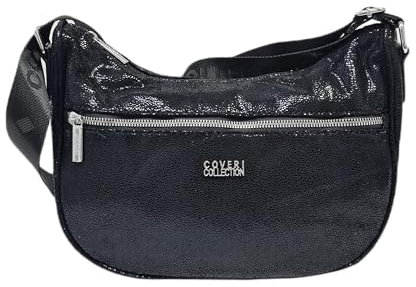 Borsa Donna Sacca Spallaccia Morbida in Ecopelle Multitasche Tracolla Regolabile in Tessuto Personalizzato Dimensioni: 30 X 19,5 X 10 cm. ART. 009-3 Marchio COVERI (NERO)