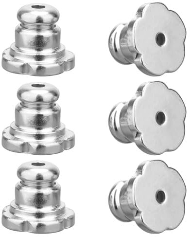 6pcs Earring Backs, Flower Shaped Earring Backs for Droopy Ears Copper Earring Backs Replacements Safety Support Backings Locking Secure Earring Backs Lifters for Studs (Silver)