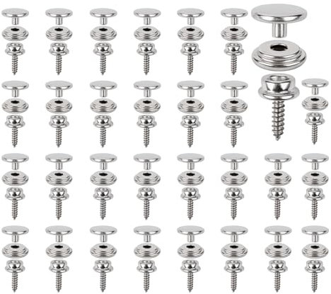 FRUHLING 30 Sets Druckknöpfe Schrauben 15 mm Edelstahl Druckknopf Schraubbar Druckknöpfe Anschrauben Marine Canvas Snap Fastener Kit für Planen Schiffe Möbel Segeltuch Autozelte Leder (Silber)