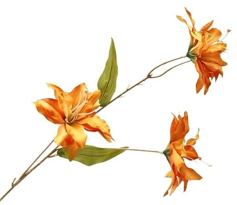 HUFFA 3 Lilien Blumen Simulation Blumenstrauß Hochzeit Arrangement Home Wohnzimmer Dekoration Ornamente Gefälschte Blumen(Orange)