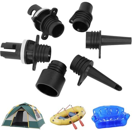 Multifunction Air Pump Converter, 6 Air Valves Nozzles for Inflatable Boat, S-up valves Adapter for Paddleboards, Swimming Rings, Canoes, Kayaks, Air Beds