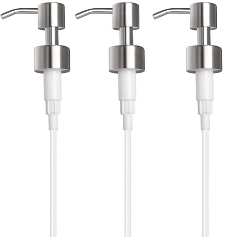 Anhow 3er Edelstahl Seifenpumpe, 28mm Seifenspender Pumpkopf für Gewinde Flasche Seifenspender Gebürstetes Finish Seifenspender Pumpe - Silber/AH-S11
