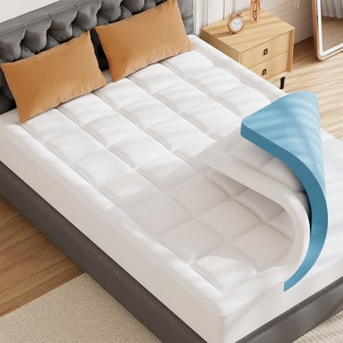 ABENE Matratzen Topper 160x200cm H3 Gel Memory Schaum Topper mit Waschbar Bambusfaser Bezug, 7cm Höhe Matratzentopper für Boxspringbett Komfortschaum Atmungsaktiv Druckverteilung(160cmx200cm, Weiß)