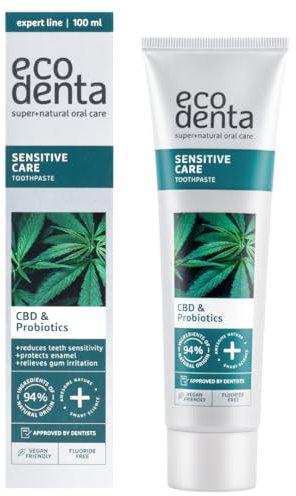 ECODENTA Zahnpasta mit CBD und Probiotika bekämpft Plaque und Zahnstein - Toothpaste für empfindliche Zähne, 100ml