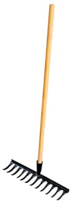 perfk Rastrello da Giardino rastrellino rastrello Non Slip Cortile Cortile Manico in Legno rastrello per taccuini di Erba diserbante allentando Il Terreno, 12 Denti 40x12x10cm