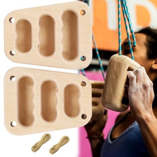 QSLKI 2PCS Klettern Hangboard, Doppelseitig rutschfest Tragbar, Multifunktionales Finger-Trainingsbrett, Hangboard Klettern, Fingerboard Aus Holz Indoors Und Outdoors, Kletterboard Den Klettergriff