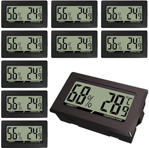 Digital Thermometer Innen, 10 Stücke Hygrometer Mini, Luftfeuchtigkeitsmesser Thermometer Hygrometer Digital Temperaturmessgerät für Büro Wohnzimmer Küche Reptilien Gewächshaus Inkubator Garten