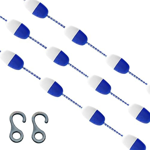 Hohe Sichtbarkeit, Pool-Trennwand, Schwimmbahn-Linien mit 2 Haken, ideal für flache und tiefe Wassersicherheit, 2,4 m bis 61 m