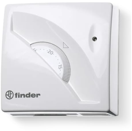 Termostato analógico de pared, sin fuente de alimentación, no necesita pilas ni 230 V, color blanco, temperatura regulable +7° - +30°C, con LED de funcionamiento, caldera, calefacción, 1T.01.0