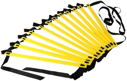 RCGOFOLLOW Échelle d'agilité, de Coordination et de Vitesse pour Rugby, Volley-Ball, Sports Plein air, 7 m, 13 Sections, Jaune Noir, 2m 4 Sections