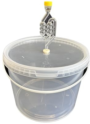 SILPLAST Gärbehälter 10L Fermentationsbehälter mit Gärröhrchen Deckel Dichtgummi Gäreimer Eimer für Bier Wein oder Maische lebensmittelecht Gärballon ideal für Hobbybrauer transparent