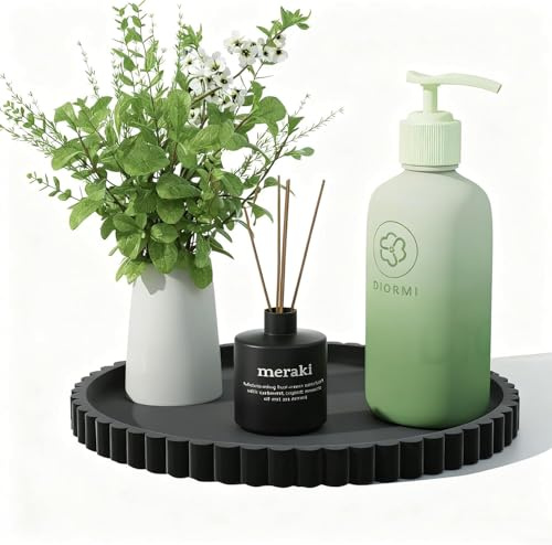 Silicone Bathroom Tray Round Vanity Tray Decorative Soap Holder Kitchen Countertop Organizer Coffee Table Decor for Candle, Perfume, Plant