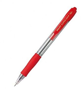 Pilot Supergrip Retractable Ballpoint 1.0 mm Tip (Box of 12) - Red
