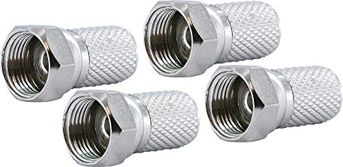 Schwaiger GmbH SCHWAIGER -FST7004 531- F-Aufdrehstecker 4-er Set/ 7 mm Durchmesser/für Koaxialkabel/Verbindung von Stecker und Kabel/ 4 Stück/Silber