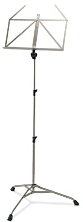 K&M 107 Notenpult Nickelfarbig – Ausziehbarer Notenständer 67,5 - 147 cm - klappbare Notenablage, faltbares Metall-Stativ