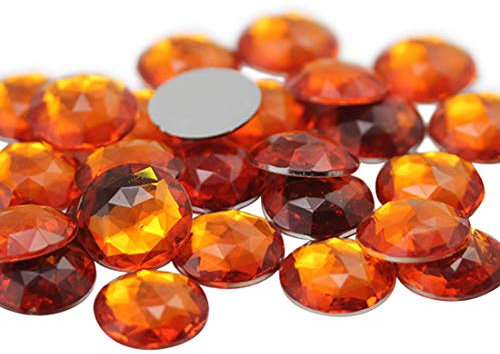 Allstarco Runde Acryl-Strasssteine, Kunststoff-Edelsteine mit flacher Rückseite, für Schmuckherstellung, Kostüme, Schmuck, Cosplay, Verzierungen, 75 Stück (Orange Hyazinthe, HC)