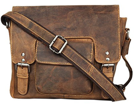 Greenburry Vintage Revival Schultertasche Leder Überschlagtasche braun | 24x29x6cm