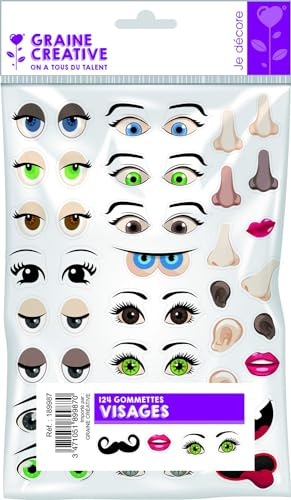 GRAINE CREATIVE Aufkleber Klebebuchstaben - Gesichter - 124 Stück