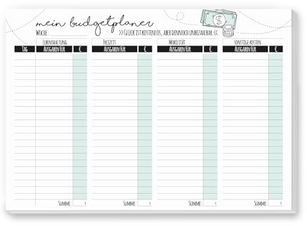 Mein Budgetplaner I dv325 I DIN A4 I mint I Haushaltsplaner Finanzplaner Ausgabenplaner Organizer Notizblock zum Eintragen