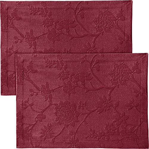 Erwin Müller Tischwäsche, Tischset 2er-Pack mit Jaquardmuster, Serie Arnsberg rot Größe 35x50 cm - Robustes Gewebe ist bügelleicht und Lange haltbar, mit hochwertigem Kuvertsaum