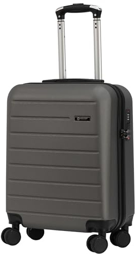 Rocklands® Lightweight 4 Wheel Hard Shell Luggage Suitcase Rynair Cabin Travel Bag 55x40x20cm - ABS822 (Grey)