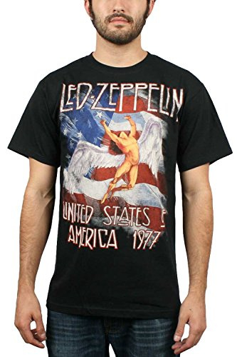 Led Zeppelin Men's America 1977 US Tour T-Shirt Black