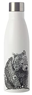 Maxwell & Williams - Bouteille Isotherme Double Paroi en Inox 18/8, Dessin Fleuri de Wombat, Collection Marini Ferlazzo, 500 ml - Blanc
