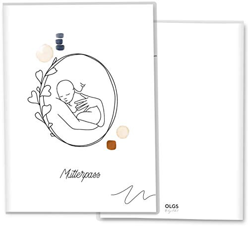 OLGS Mutterpasshülle Modern Lineart Grace, Kunststoff Schutzhülle für deutschen Mutterpass mit Ultraschallbildfach