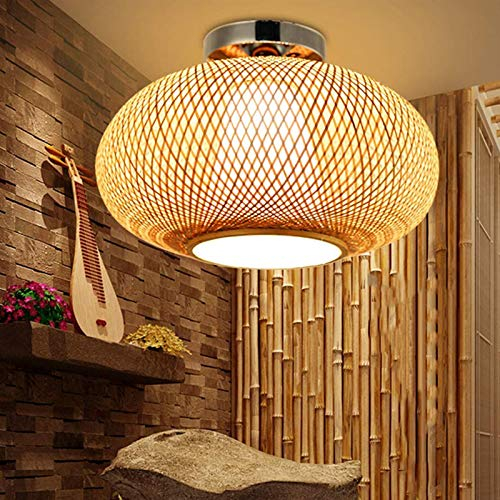 E27 Vintage Deckenleuchte Antike Bambus Deckenlampe Retro Kreative Rattan Lampenschirm Kronleuchter Dekoration Restaurant Teestube Schlafzimmer Wohnzimmer Café Bar Studie Beleuchtung Pendelleuchte