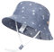 GEMVIE Niños Sombrero Pescador de Bebé Sol Protección Algódon Unisexo Gorro Ajustable Plegable Estapado Estrella Verano UV Hat Niña (Azul Oscuro, 6-12meses)