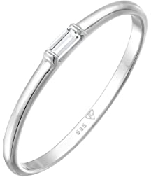 Elli PREMIUM Ring Damen Stapelring Verlobung Elegant mit Topas in 585 Weißgold