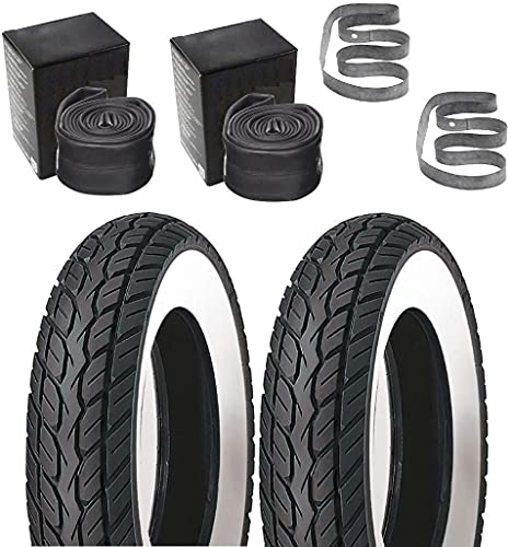 Scooter-ProSports Weißwand Reifen Satz Schlauch Felgenband 100/100 R2.75 für Zündapp Hercules Kreidler