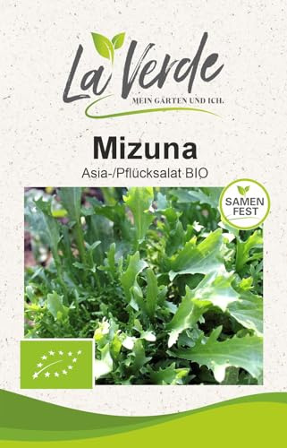 La Verde MEIN GARTEN UND ICH. Mizuna BIO Asiasalat Samen für ca. 400 Pflanzen, milder Pflücksalat, Saatgut ohne Gentechnik