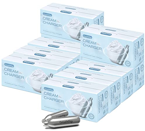 GreatWhip 240 Stück 8.2g N2O Sahnekapseln, passend für alle handelsüblichen Sahnebereiter und Sahnespender Cream Whipper Chargers
