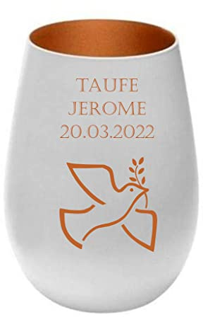 Windlicht mit Gravur personalisierbar I als Erinnerung Kommunion Taufe Firmung mit Namen und Datum Taufpate Geschenk Teelicht Glas