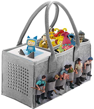 Toniebox Bag Zubehör Schutzhüllen-Organizer mit Figuren Aufbewahrung viel Platz Tasche für Toniebox Starter Set (grau)