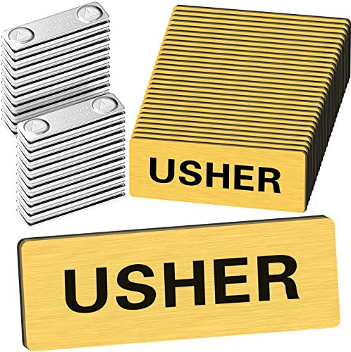 Sabary Magnetische Anstecknadeln für Kirche, runde Ecken, Acryl, Namensschilder mit Magnet, wiederverwendbar, für Uniform, Kleidung, Kirchenversammlungen, 30 Stück (Gold)