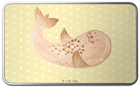 Mr. & Mrs. Panda Metalldose rechteckig Robbe Liegen - Geschenk, Blechdose, Robben, Blechbox, Ostsee, Keksdose, Aufbewahrungsdose, Tiere,