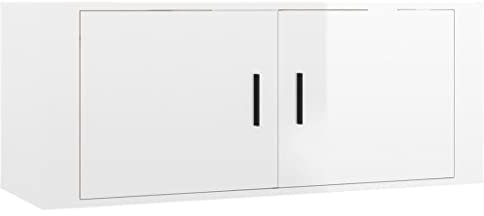vidaXL TV Wandschrank Hängeschrank Fernsehschrank Lowboard Fernsehtisch TV Möbel Schrank HiFi-Schrank Hängend Wohnzimmer Hochglanz-Weiß 100x34,5x40cm