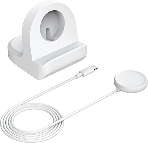 TUCANA Cable and Charger Stand Combo Compatible with Google Pixel Watch, Durable Silicone with Non-Slip Stable Base (White)