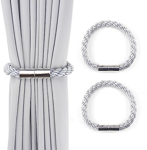 RGZD 2 Stück 2 Stück Magnetische Vorhang Raffhalter, Grau Raffhalter Für Vorhänge Mit Magnet, Raffhalter Für Gardinen Halterung Vorhang Halter Gardinenhalte Dekoration Gardinen Zubehör