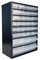 raaco Cassettiera Porta Minuteria C9-34, 26 kg Capacità, 15 x 30,6 x 42 cm, 34 Cassetti Trasparenti, Cassettiera Attrezzi in Acciaio per Officina, Organizer Minuteria da Parete, Cassettiera Officina