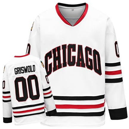 YWIES Griswold #00 Movie Hockey Trikots genähte Buchstaben und Zahlen S-XXXL, Weiss/opulenter Garten, XL