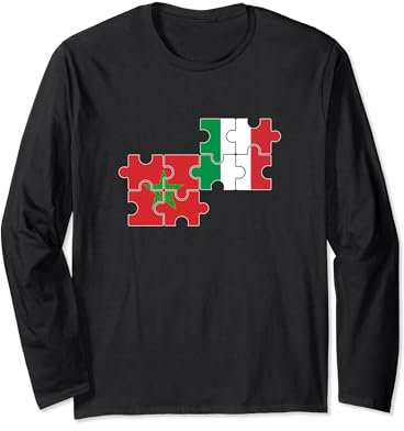 Marocco Italia Bandiera Marocchino Maglia a Manica
