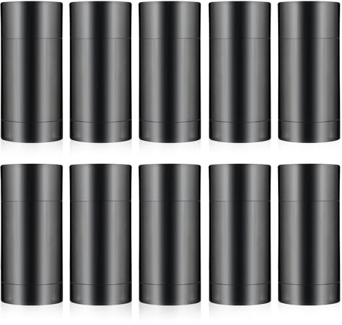 Mirrline Leere Deo-Behälter, Kunststoff, nachfüllbar, runder Boden, für selbstgemachte, natürliche Deo-Lippenbalsamseife, Schwarz, 75 ml, 10 Stück