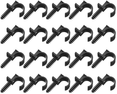 sourcing map 50Pcs Black Half Clamp J-Hook, 3/4(20mm) Plastic Pex Clamp Cable Clips, Ethernet Wire Clips for Tubing Pipe, Pipe Support, Fixing Wire