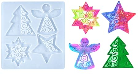 Silikonformen mit Weihnachtsengel zum Selbermachen, Ton, UV-Epoxidharz, Schmuck, Tasche, Anhänger, Schlüsselanhänger, Halskette, Ohrringe, Basteln, Harzformen