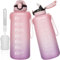 DEARRAY 2l / 2 litres Tritan Sport Gourde Graduée avec Paille et Marqueur de Temps de Motivation, 2000ml Grande Bouteille sans BPA eau pour Fitness, Gym, Randonnée,Voyage