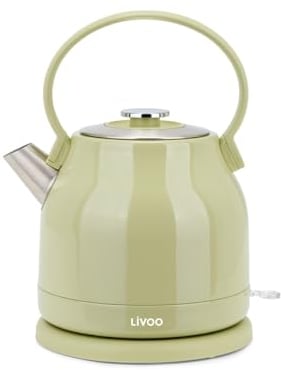 Livoo – Bouilloire rétro 1,5L DOD202C – 1850-2200W, acier inoxydable, rotation 360°, résistance cachée