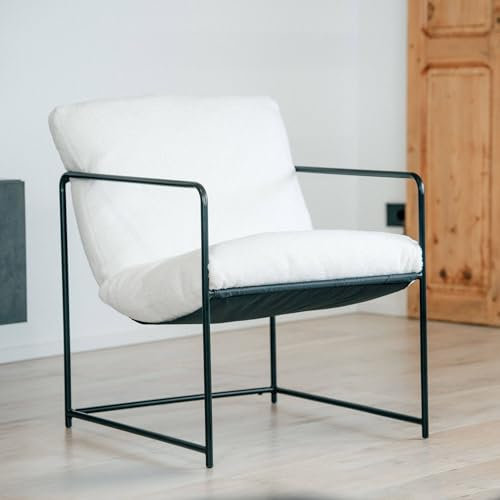 Dmora Sessel Poplar Weiß, Armlehnen, trägt bis 120 kg